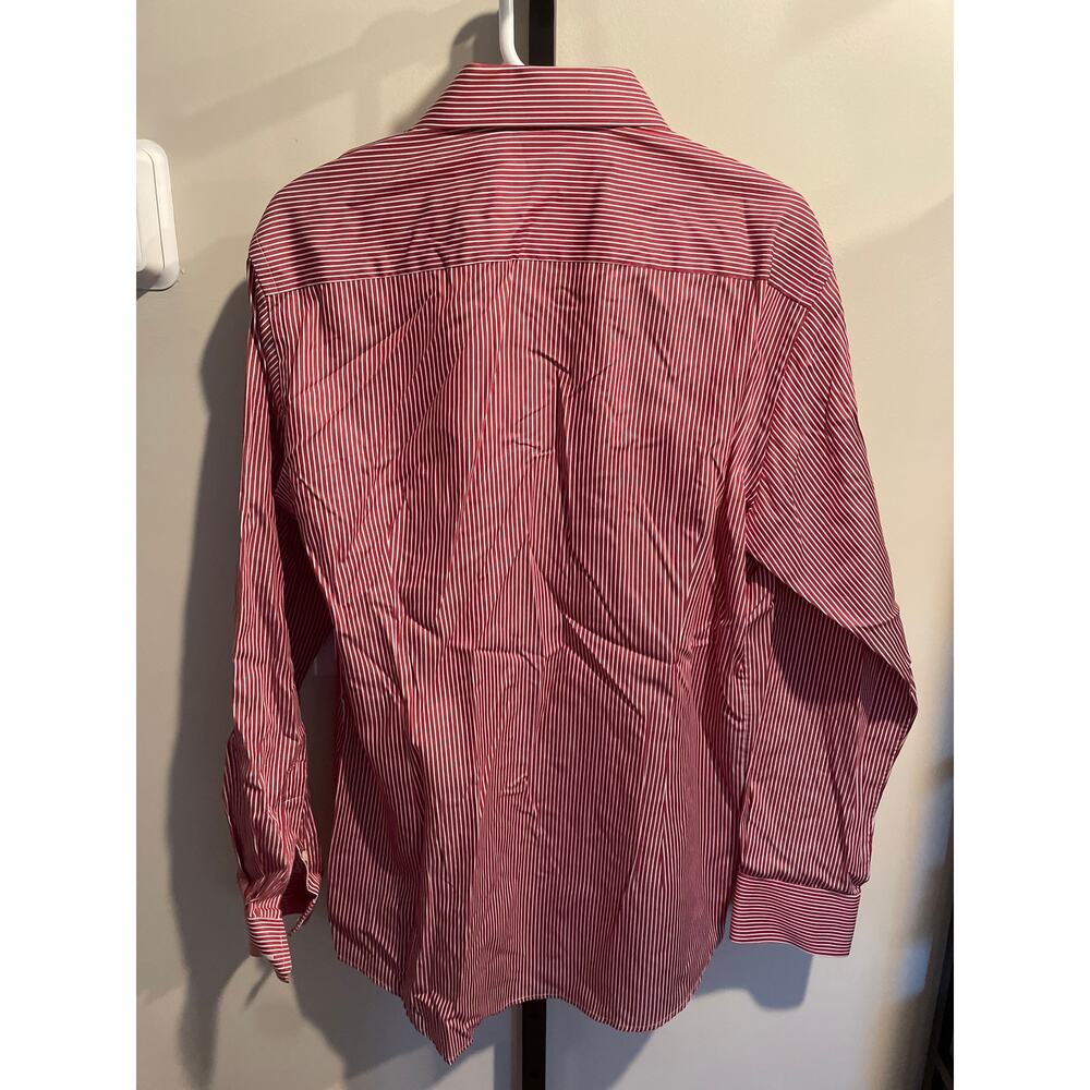 ETON Men's Stripe-Pattern Long-Sleeve Cotton Shirt 7.5/44 Red/White Button Up - Picture 6 of 7